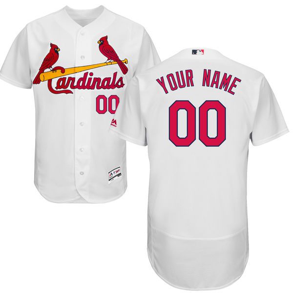 Men St. Louis Cardinals Majestic Home White Flex Base Authentic Collection Custom MLB Jersey